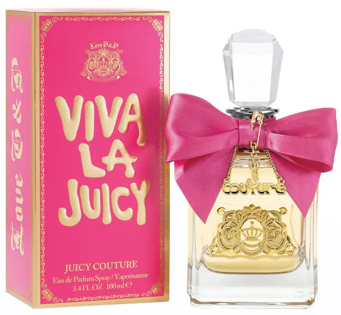 Viva La Juicy perfume for women with pink bow and gold accents, wholesale fragrance supply.