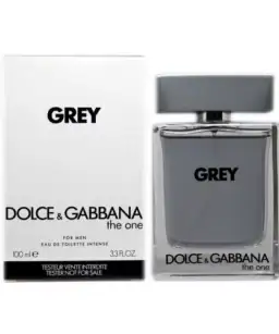 Grey Dolce & Gabbana The One Grey cologne for men, 3.4 oz tester spray.
