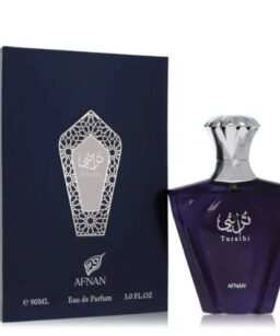 Afnan Turathi Homme Blue men's fragrance perfume bottle with packaging.