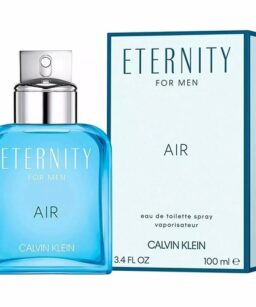 Eternity Air men's cologne by Calvin Klein in blue bottle with packaging.