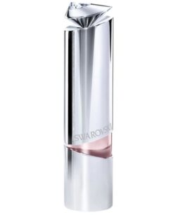 Aura perfume bottle for women with elegant silver design and pink accent.