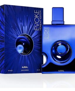 Evoke Midnight Ajmal men's perfume in a sleek blue bottle, perfect for evening wear.