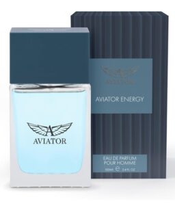 Aviator Energy men's cologne bottle with packaging, ideal for wholesale fragrance buyers.