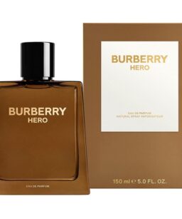 Elegant Burberry Hero perfume bottle and box for men.