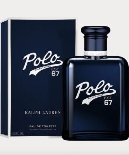 Polo 67 Ralph Lauren men's cologne bottle with packaging, stylish fragrance for men.