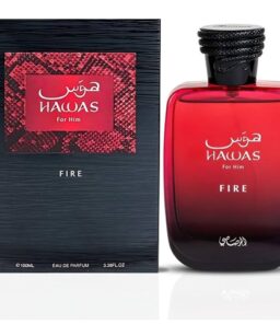 Hawas Hawas Fire men's perfume with bold, fiery scent for confident masculinity.