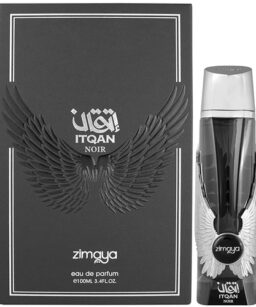 Unisex Afnan Zimaya Itqan Noir perfume with winged design bottle.