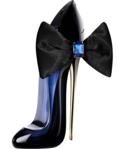 Carolina Herrera Good Girl perfume bottle with black bow and stiletto heel design.