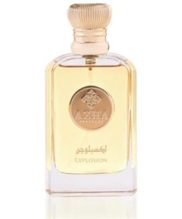 Azha Explosion perfume bottle with gold cap, luxury fragrance for women and men.