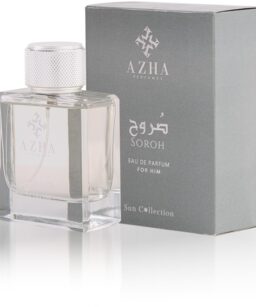 Azha Soroh men's perfume bottle with packaging.