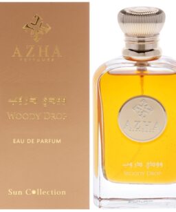 Azha Woody Drop Eau de Parfum bottle and packaging, premium fragrance for men and women.