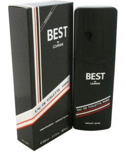 Eau de Toilette fragrance by Lomani, featuring a sleek black bottle and packaging, ideal for men see.