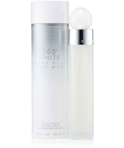 Eau de toilette spray for men, stylish white bottle with modern design.