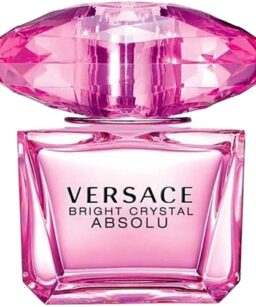 Versace Bright Crystal Absolu perfume bottle with pink crystal cap.