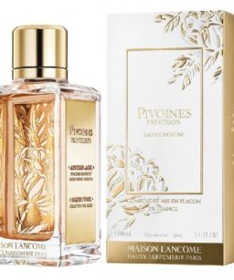 Maison Lancome Pivoine Printemps perfume bottle and box, floral fragrance, Paris.