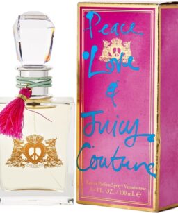 Peace Love & Juicy Couture perfume bottle with packaging.